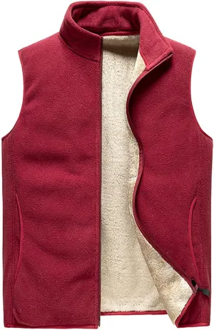Men's Vest Stand Collar Padded Thicken Warm Winter Zip Up Jacket Sleeveless Casual Outdoor Sports Travel Vest