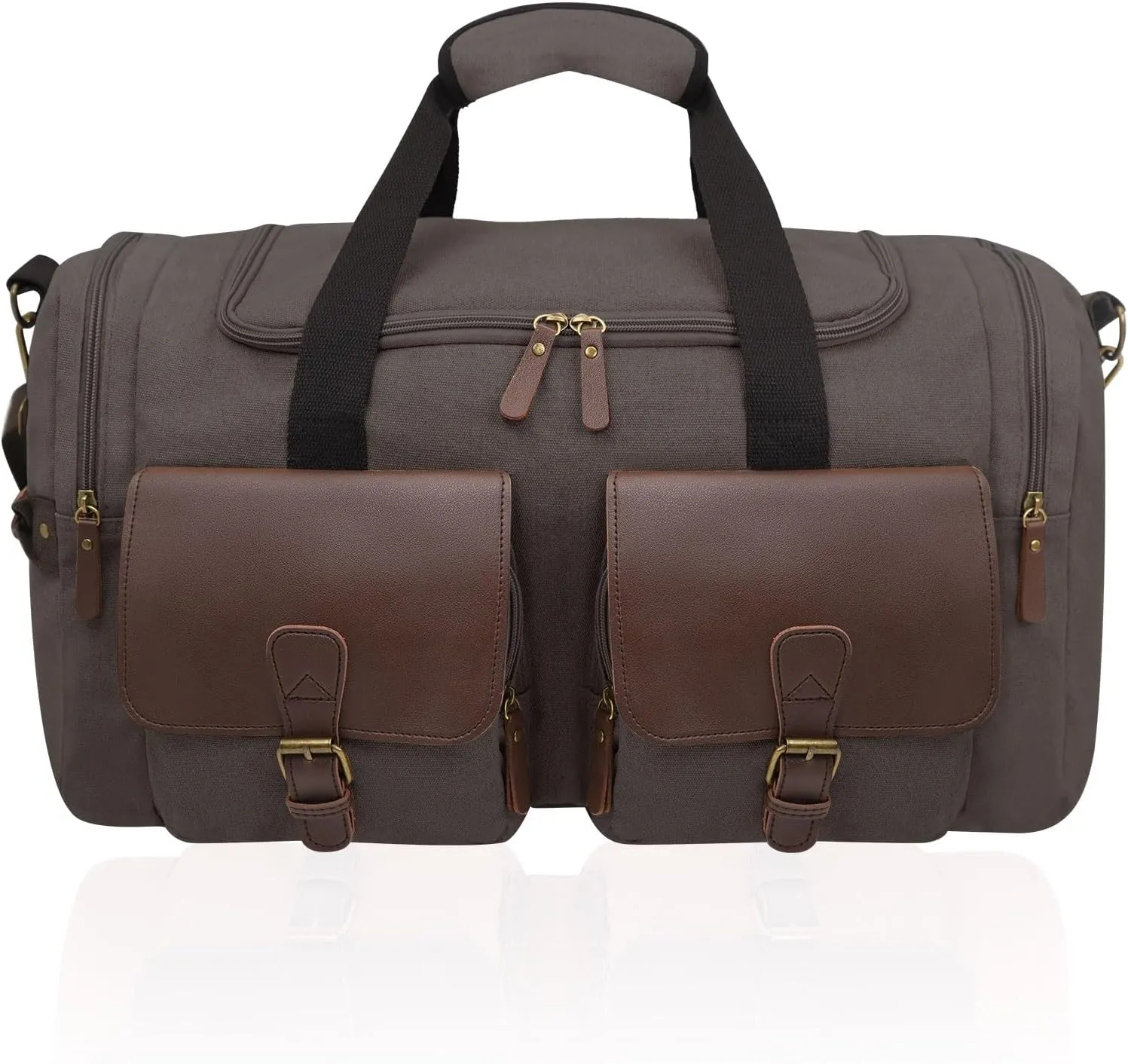 Men's Weekender Overnight Bag Multi-Compartment, Carry-On Travel Gym Bag for Men, Retro Design,Gray