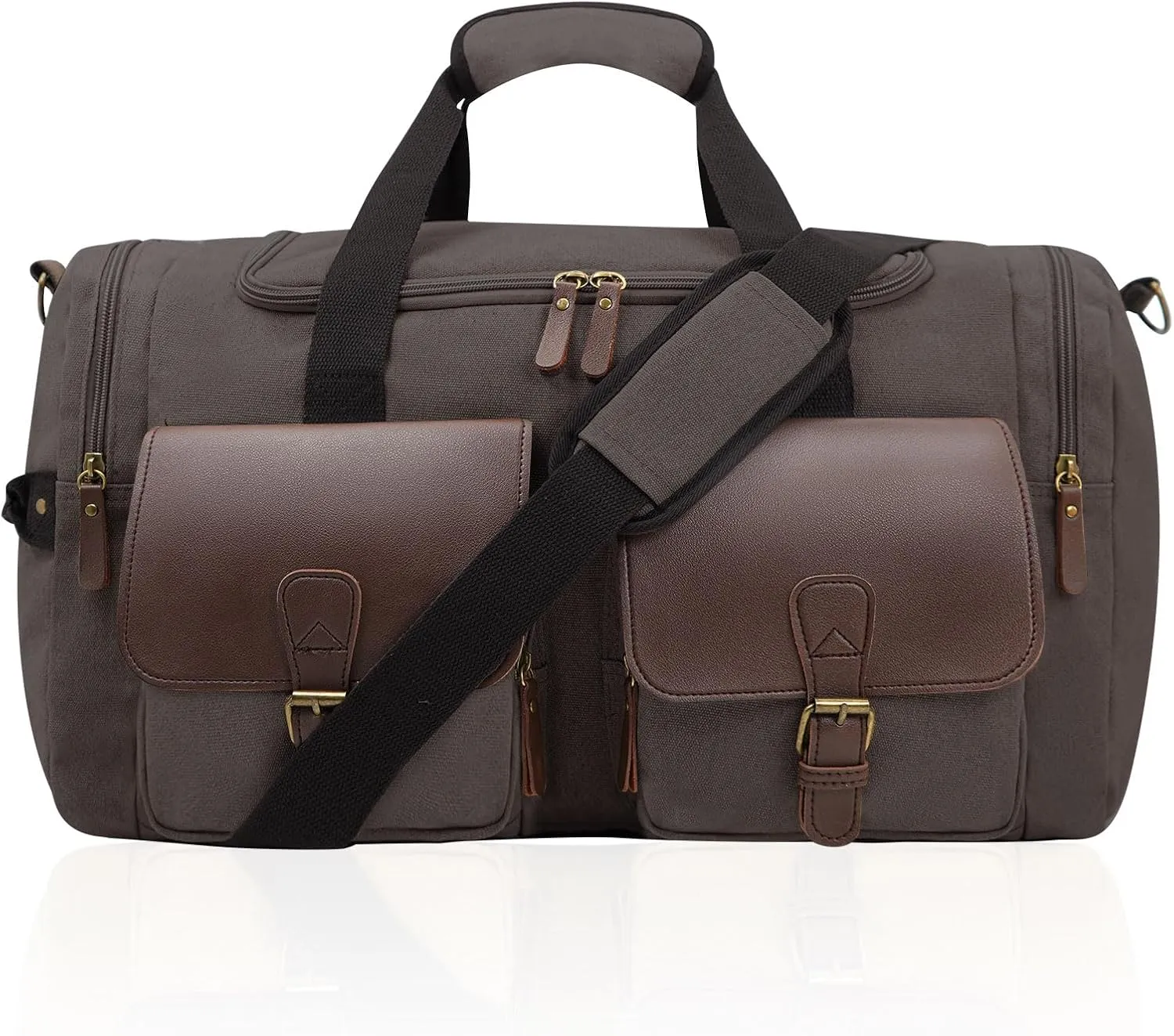 Men's Weekender Overnight Bag Multi-Compartment, Carry-On Travel Gym Bag for Men, Retro Design,Gray