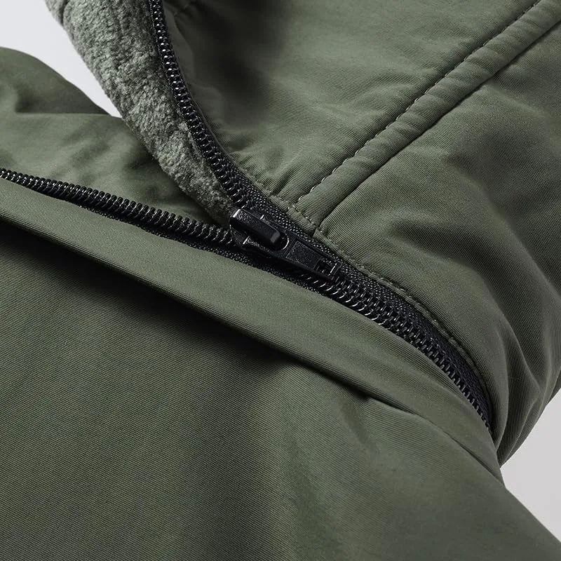 Men's Winter Outdoor Padded Safari Vest Warm Fishing Gilet with Detachable Hood Multi Pockets