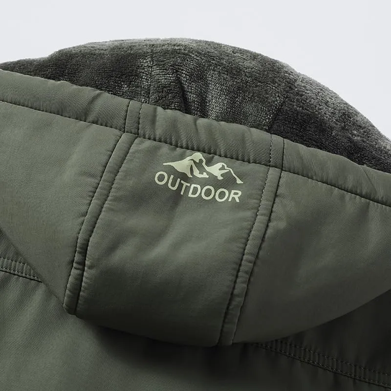 Men's Winter Outdoor Padded Safari Vest Warm Fishing Gilet with Detachable Hood Multi Pockets