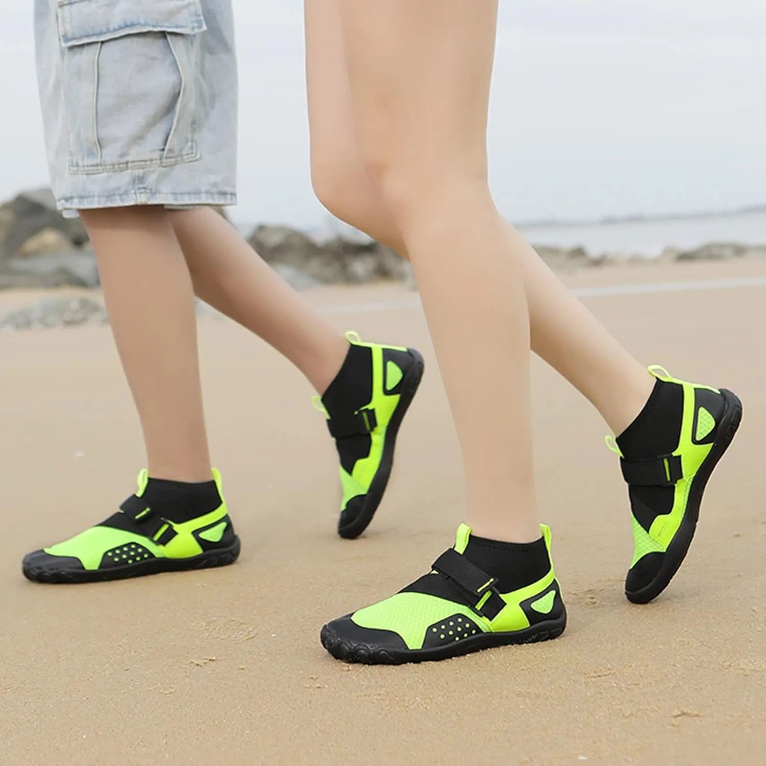 Mens Womens Barefoot Water Shoes Mid Top Quick Dry Aqua Water Socks with Adjustable Strap Summer Hiking Ankle Shoe Breathable Mesh Knit Non Slip Indoor Fitness Surfing Wading Pool Boating Adult