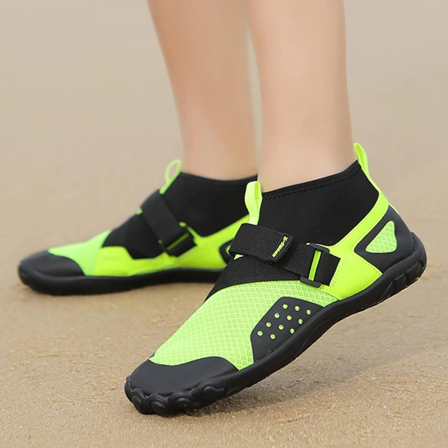 Mens Womens Barefoot Water Shoes Mid Top Quick Dry Aqua Water Socks with Adjustable Strap Summer Hiking Ankle Shoe Breathable Mesh Knit Non Slip Indoor Fitness Surfing Wading Pool Boating Adult