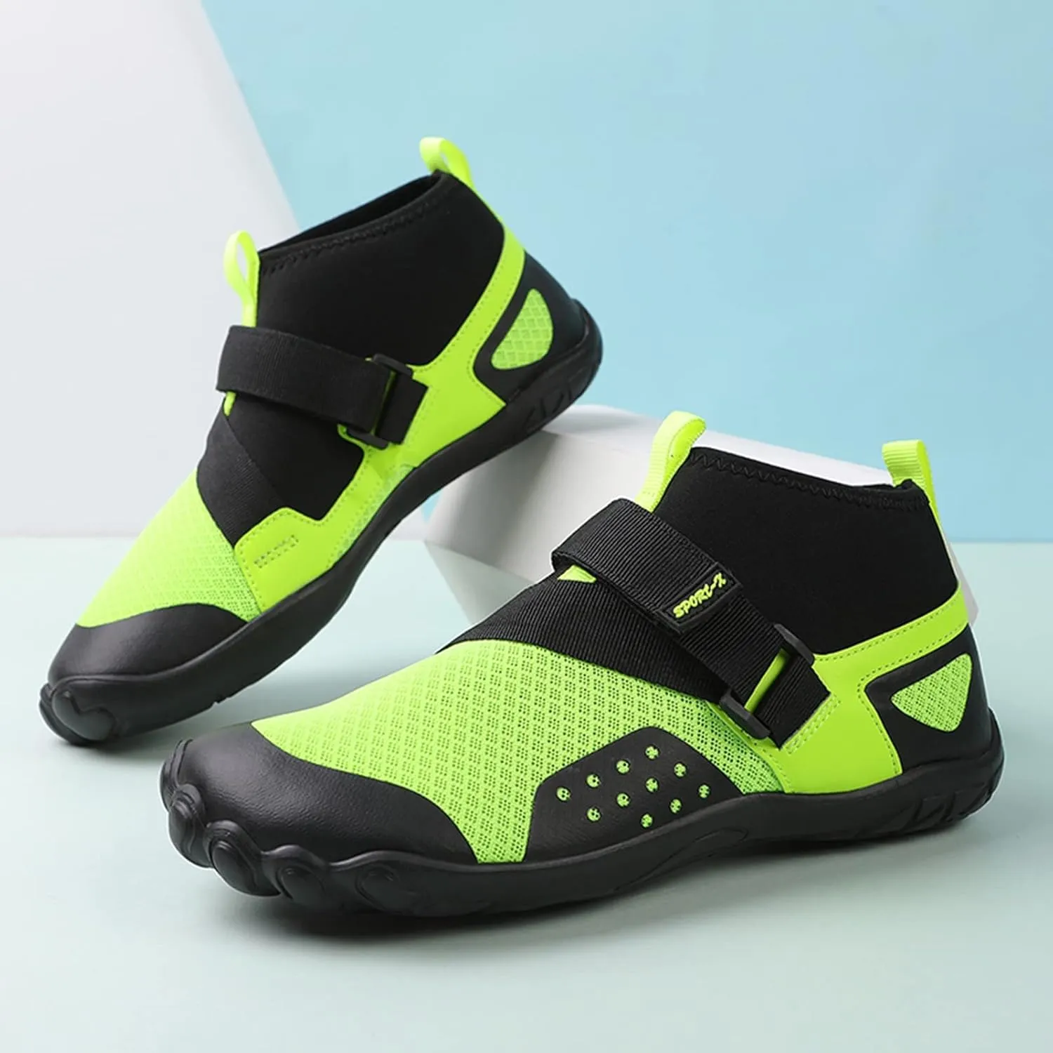 Mens Womens Barefoot Water Shoes Mid Top Quick Dry Aqua Water Socks with Adjustable Strap Summer Hiking Ankle Shoe Breathable Mesh Knit Non Slip Indoor Fitness Surfing Wading Pool Boating Adult