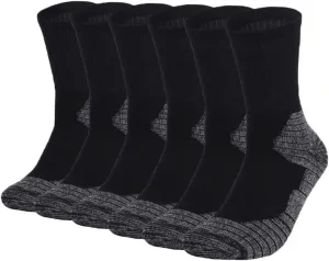Men's Work Socks Cotton Crew Cushioned Socks Ankle Protection 6 Pairs
