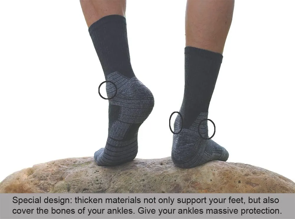 Men's Work Socks Cotton Crew Cushioned Socks Ankle Protection 6 Pairs