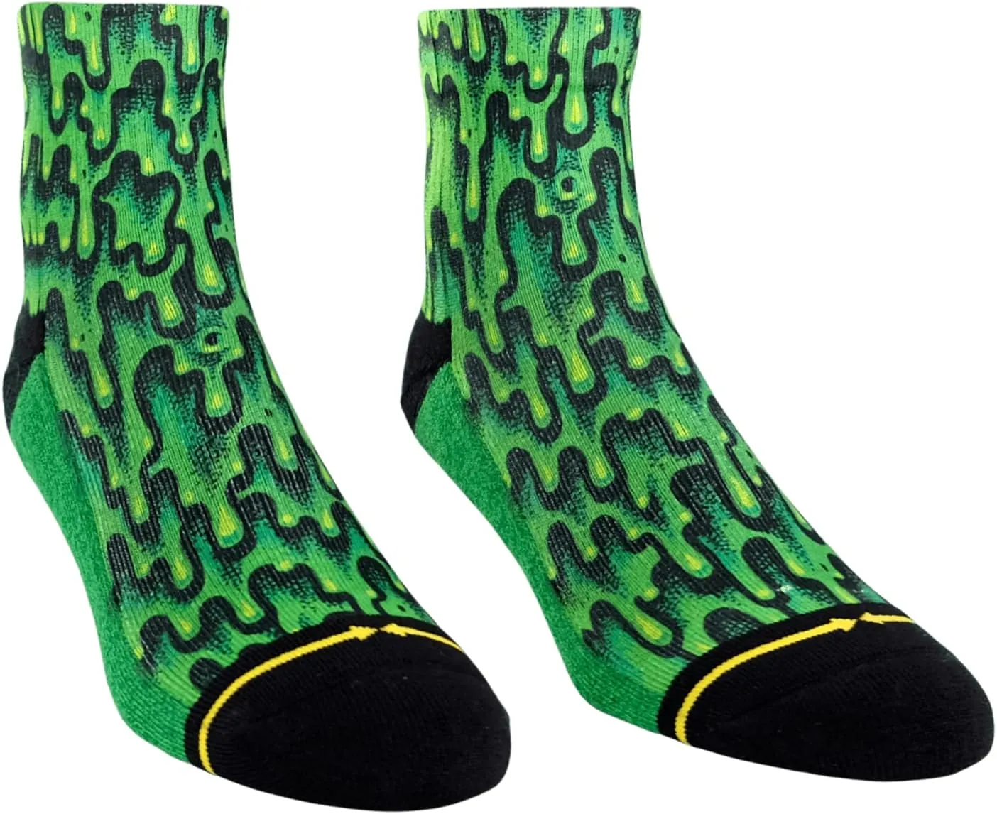 MERGE4 Slime Quarter Crew Socks With Art By Jimbo Phillips Green Slime Comfy Compression C