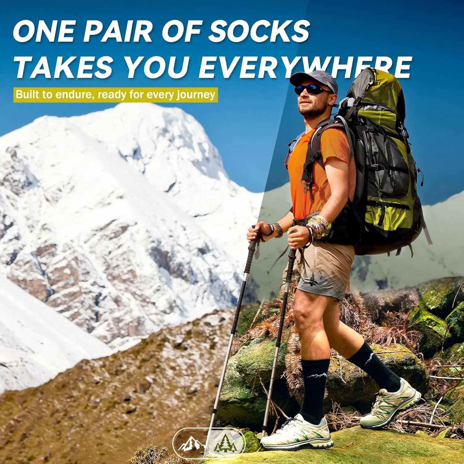 Merino Protect Merino Wool Socks for Men Warm Soft Hiking Socks Odor Resistant Crew Socks Hiking Hunting Cycling