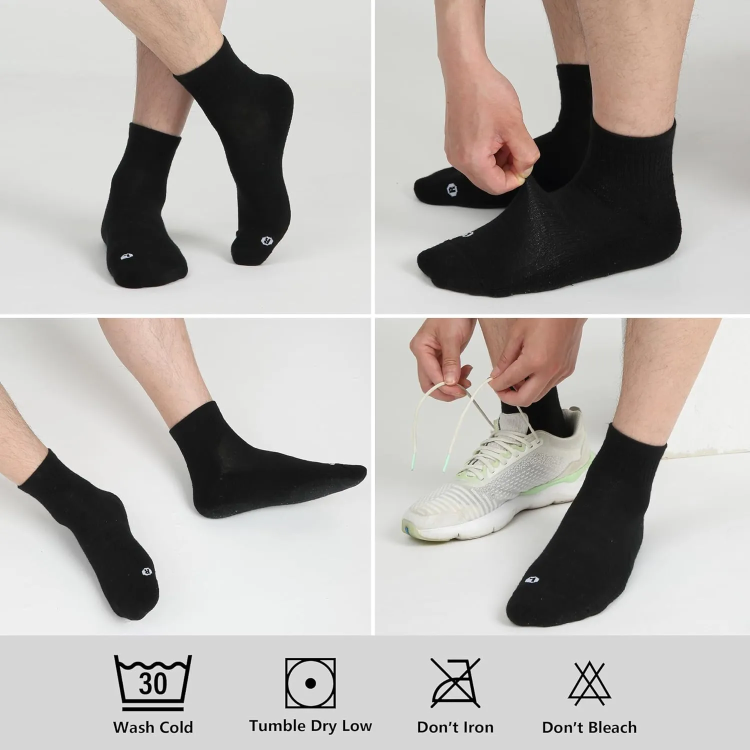 Merino Wool Ankle Socks for Men Women - Moisture-Wicking, Breathable, Arch Support, Padded Workout Year-Round Wear