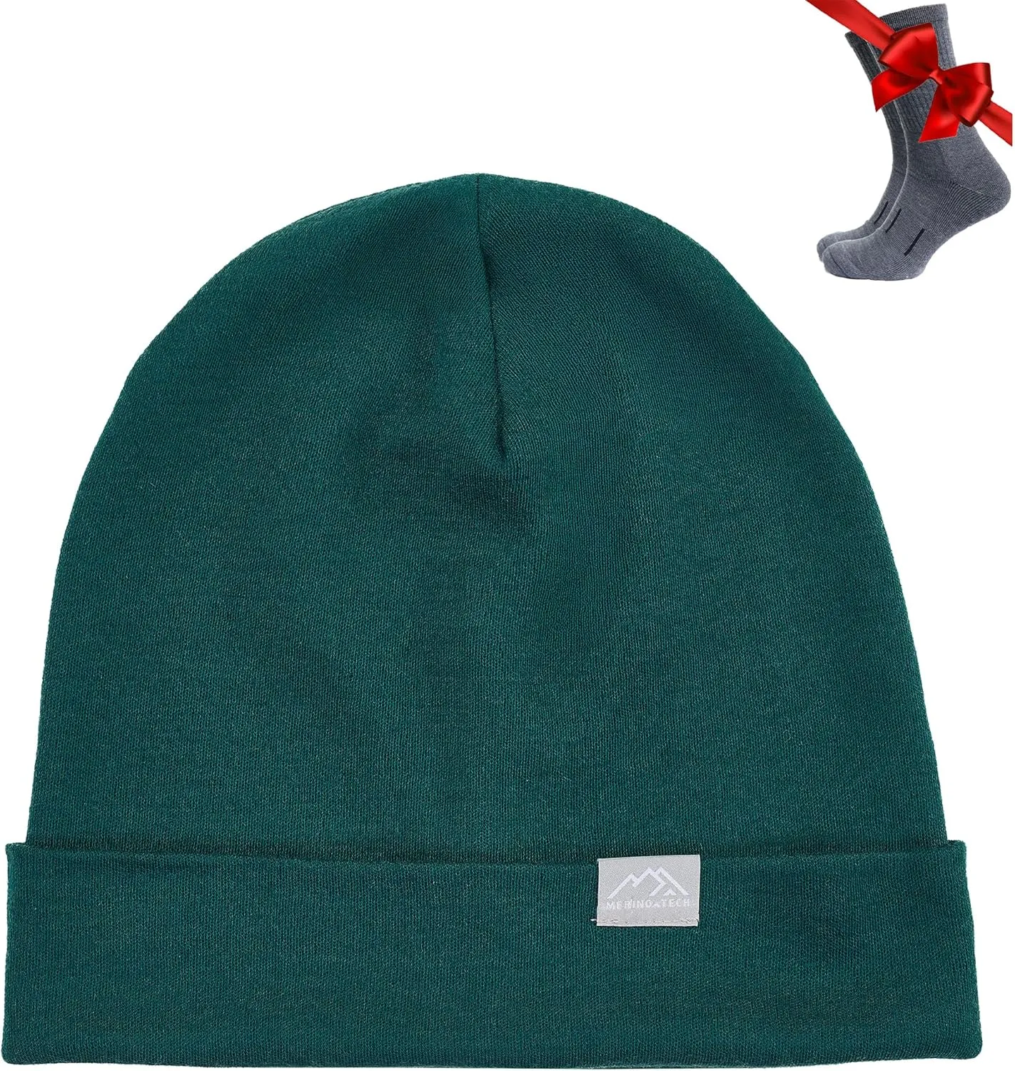 Merino Wool Beanie Men and Women – Cuff Merino Wool Hats for Men and Women - Unisex Adult Beanie Hat and Socks