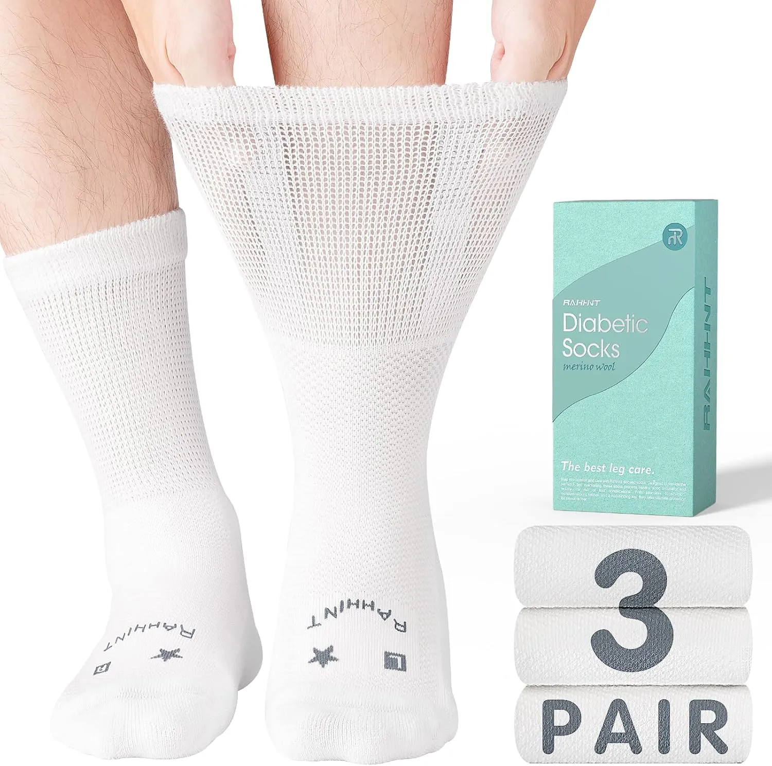 Merino Wool Diabetic Socks for Men Women Thick Warm Loose Fit Non Binding Wide Feet Soft Breathable