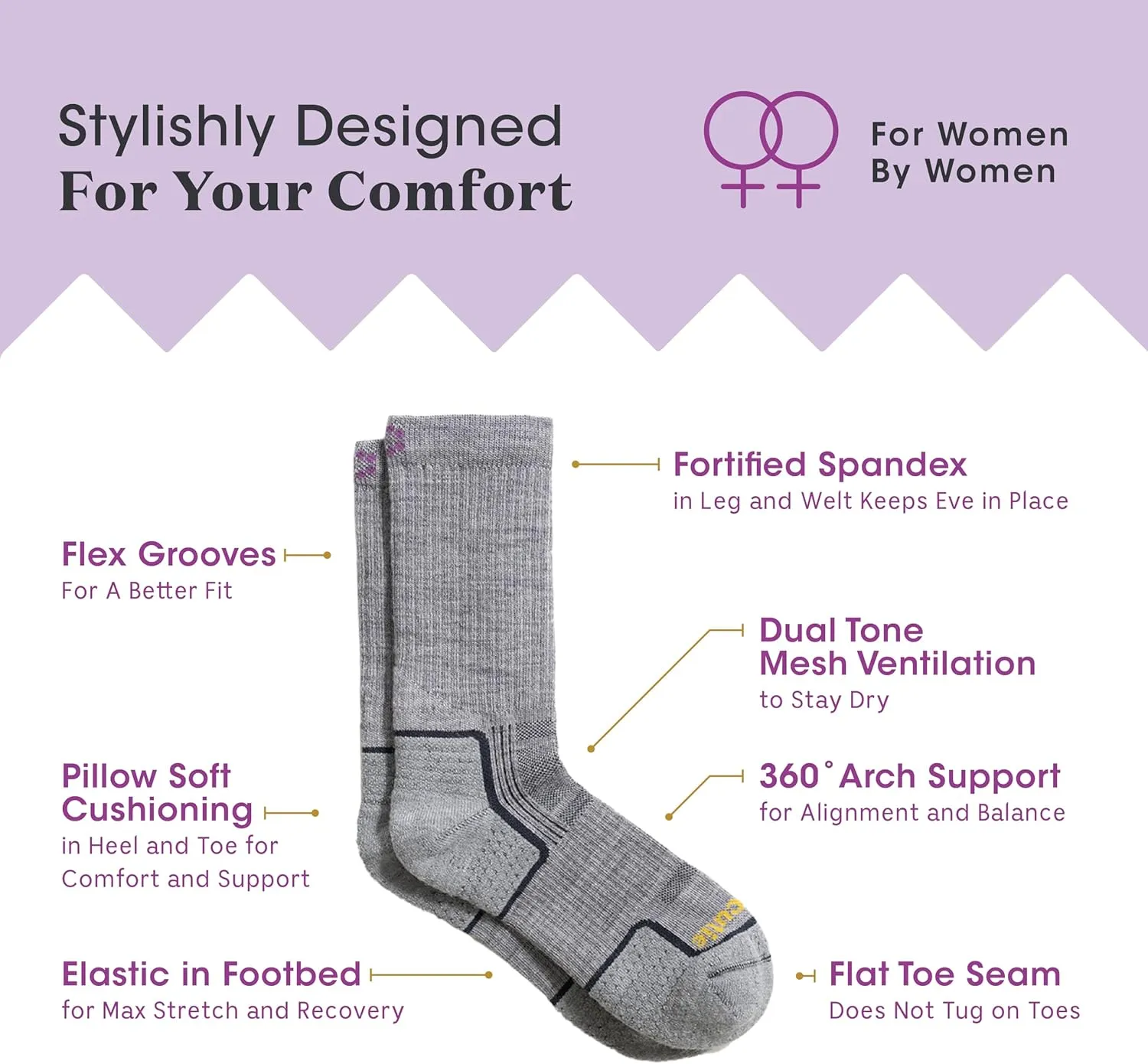 Merino Wool Socks for Women, Ladies Hiking Crew Socks for Camping, Warm Moisture Wicking Soft Cushion Boot Sock