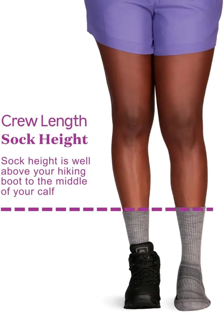 Merino Wool Socks for Women, Ladies Hiking Crew Socks for Camping, Warm Moisture Wicking Soft Cushion Boot Sock