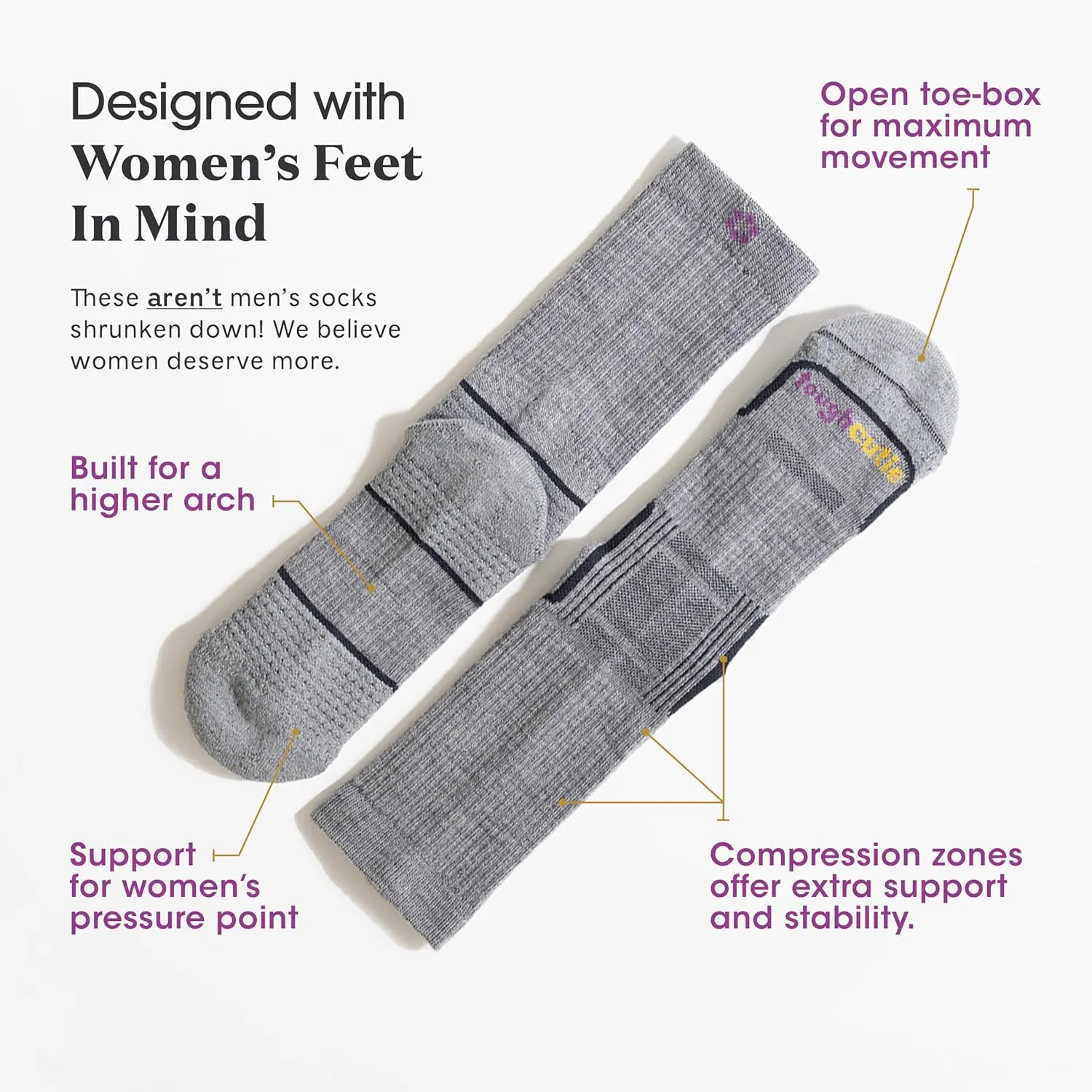 Merino Wool Socks for Women, Ladies Hiking Crew Socks for Camping, Warm Moisture Wicking Soft Cushion Boot Sock