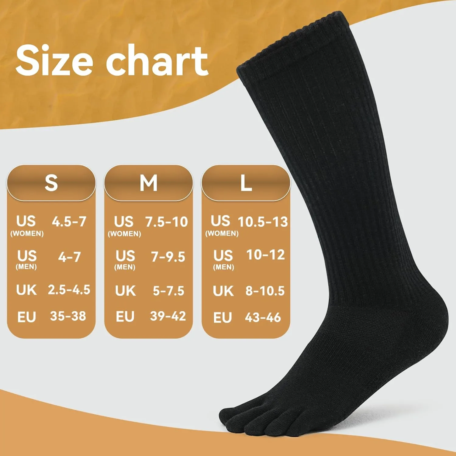 Merino Wool Toe Socks for Men & Women - 2 Pairs Winter Hiking Crew Socks Cushioned Boot Socks for Outdoor Activities