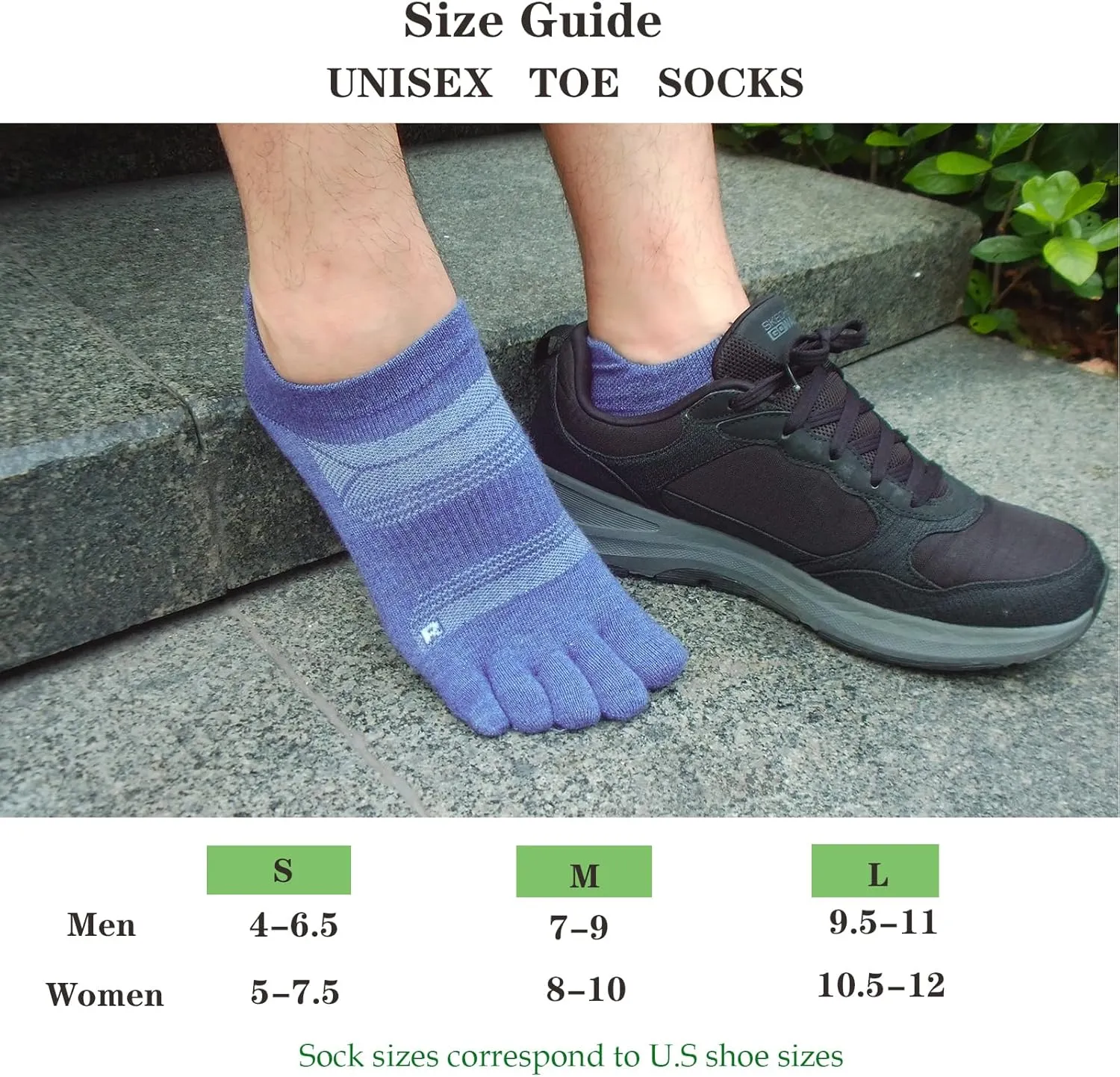 Merino Wool Toe Socks for Men & Women–50% Merino Wool,Thin,No Show,Lightweight,Cushioned for Hiking,Running,Long Walk
