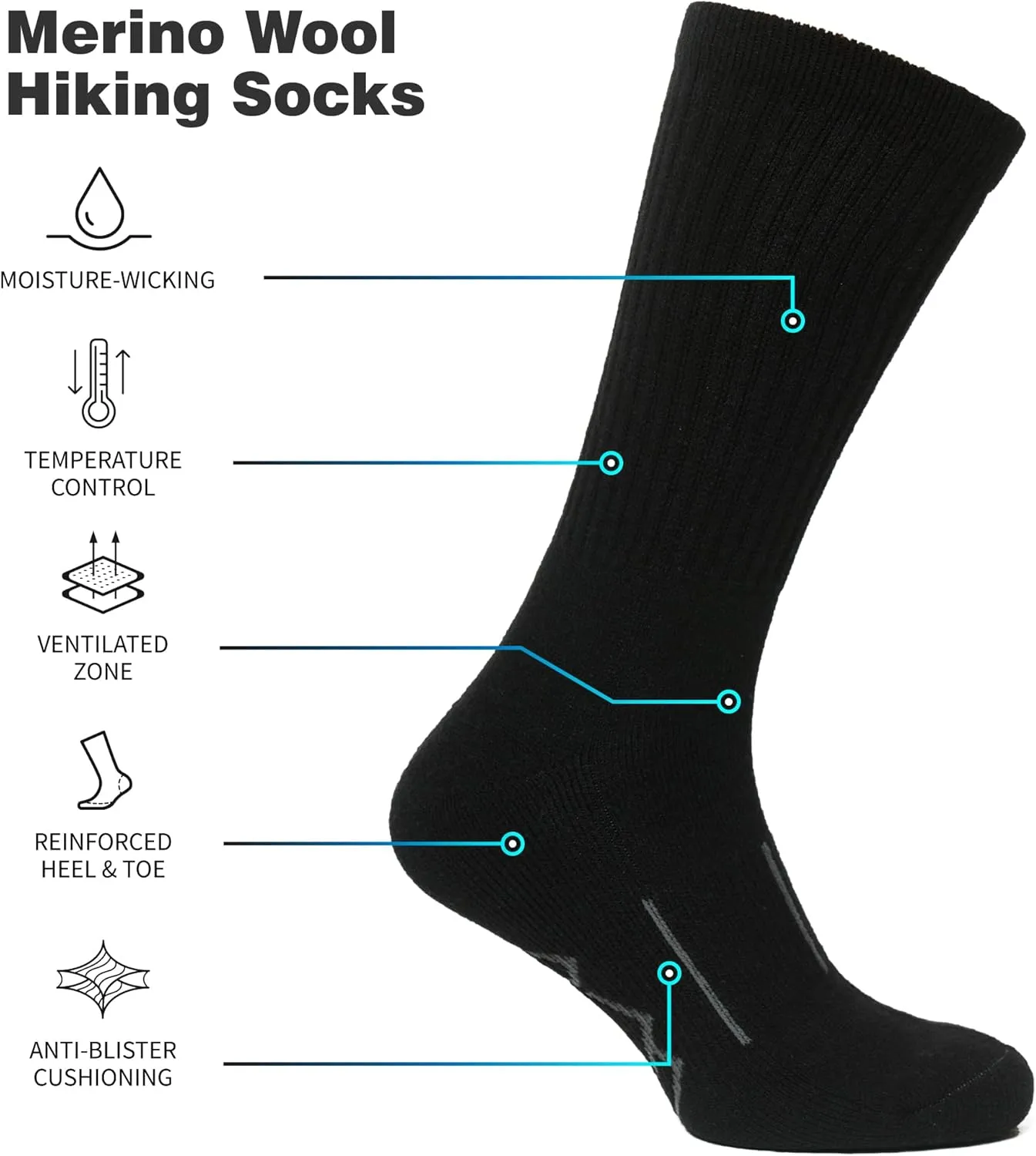 Merino.tech Merino Wool Socks for Women And Men - Merino Wool Hiking Socks Crew Style