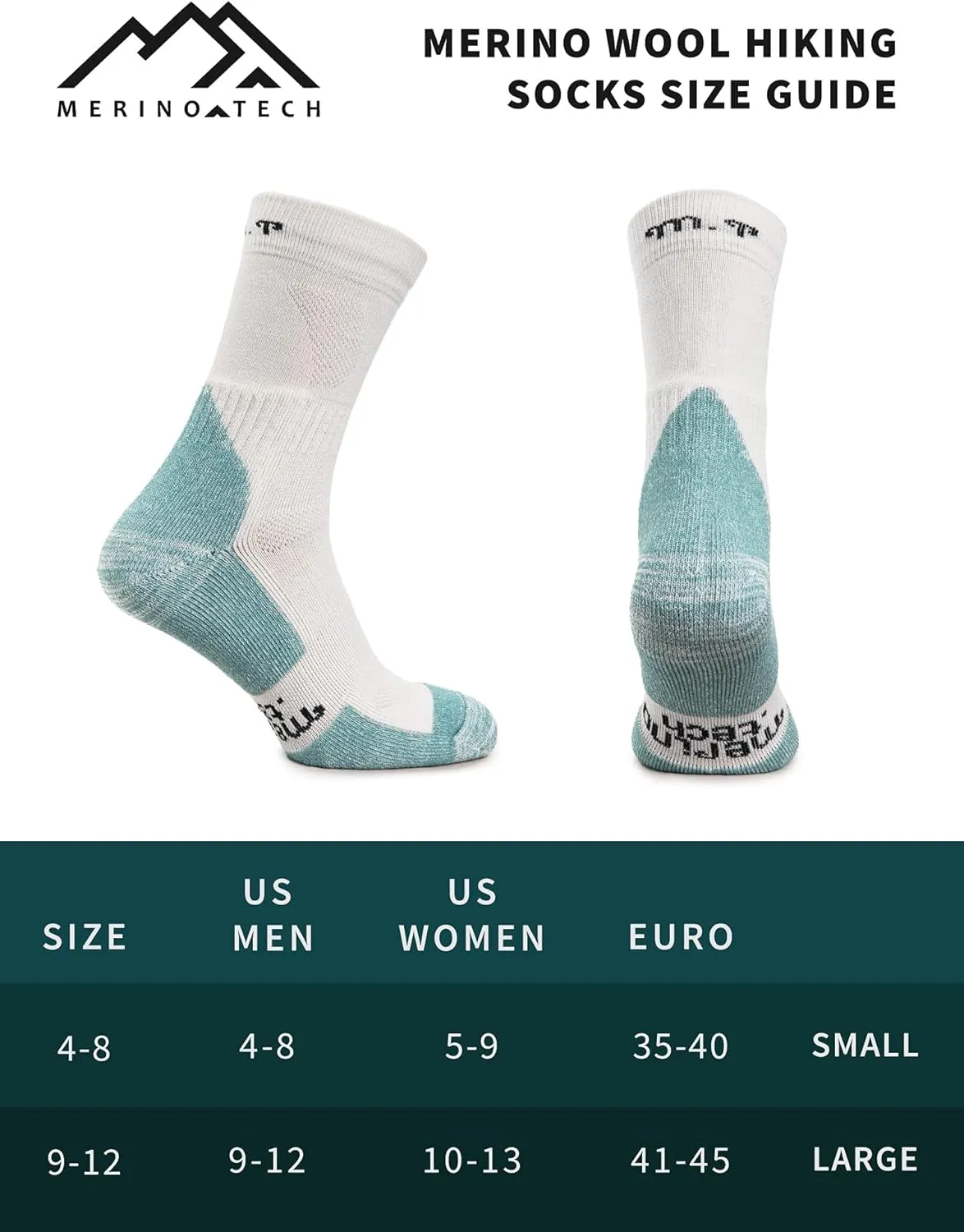 Merino.tech Merino Wool Socks for Women And Men - Merino Wool Hiking Socks Crew Style