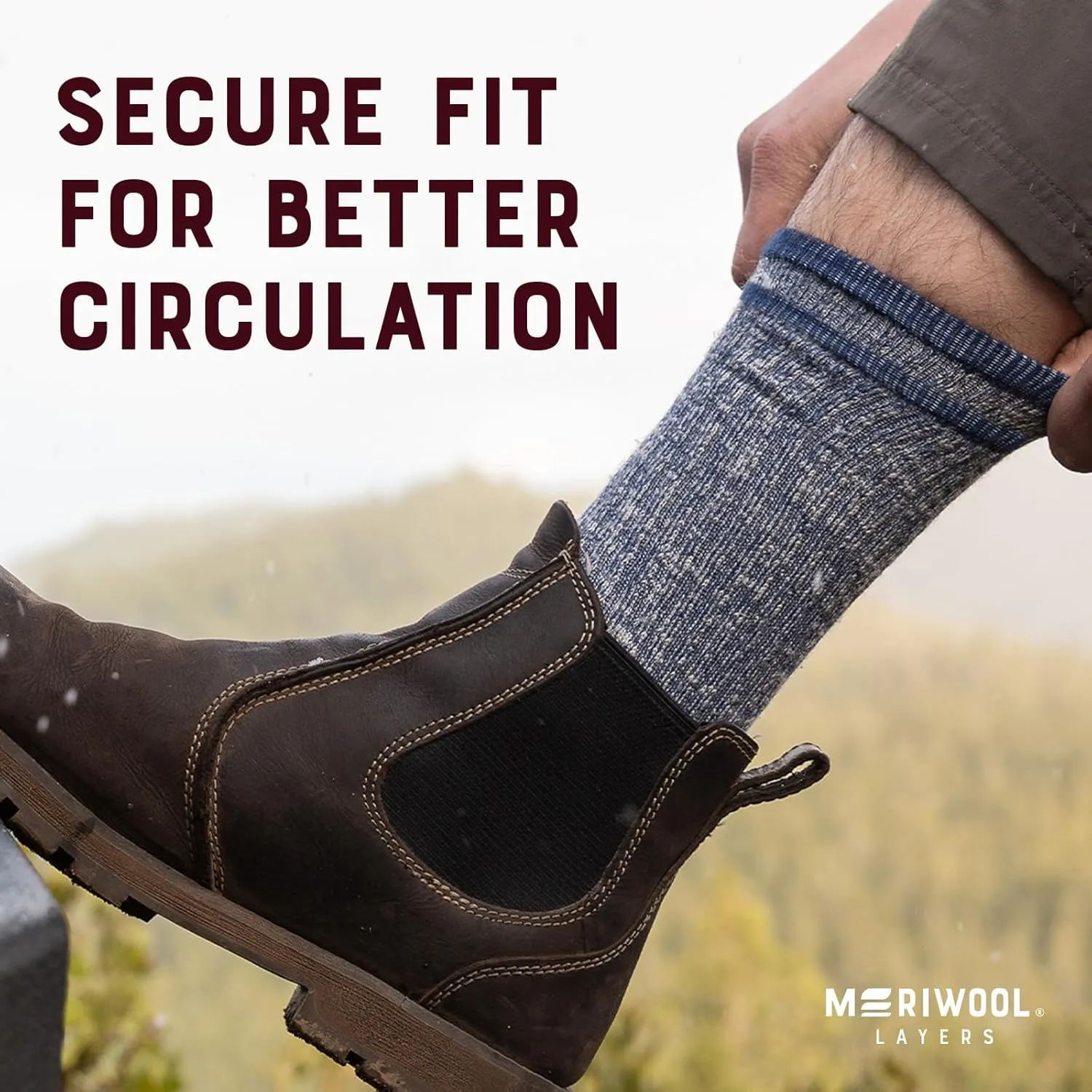 MERIWOOL 3 Pairs Merino Wool Midweight Hiking Crew Socks for Men and Women with Snug Calves –Moisture-Wicking Cushioned Socks