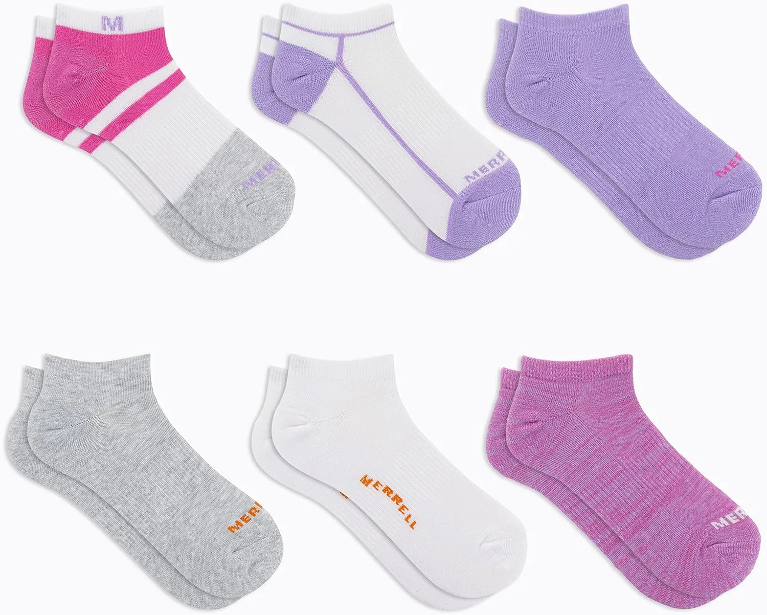 Merrel Men's and Women's Recycled Cushioned Socks - 6 & 12 Pairs - Hiking Arch Support