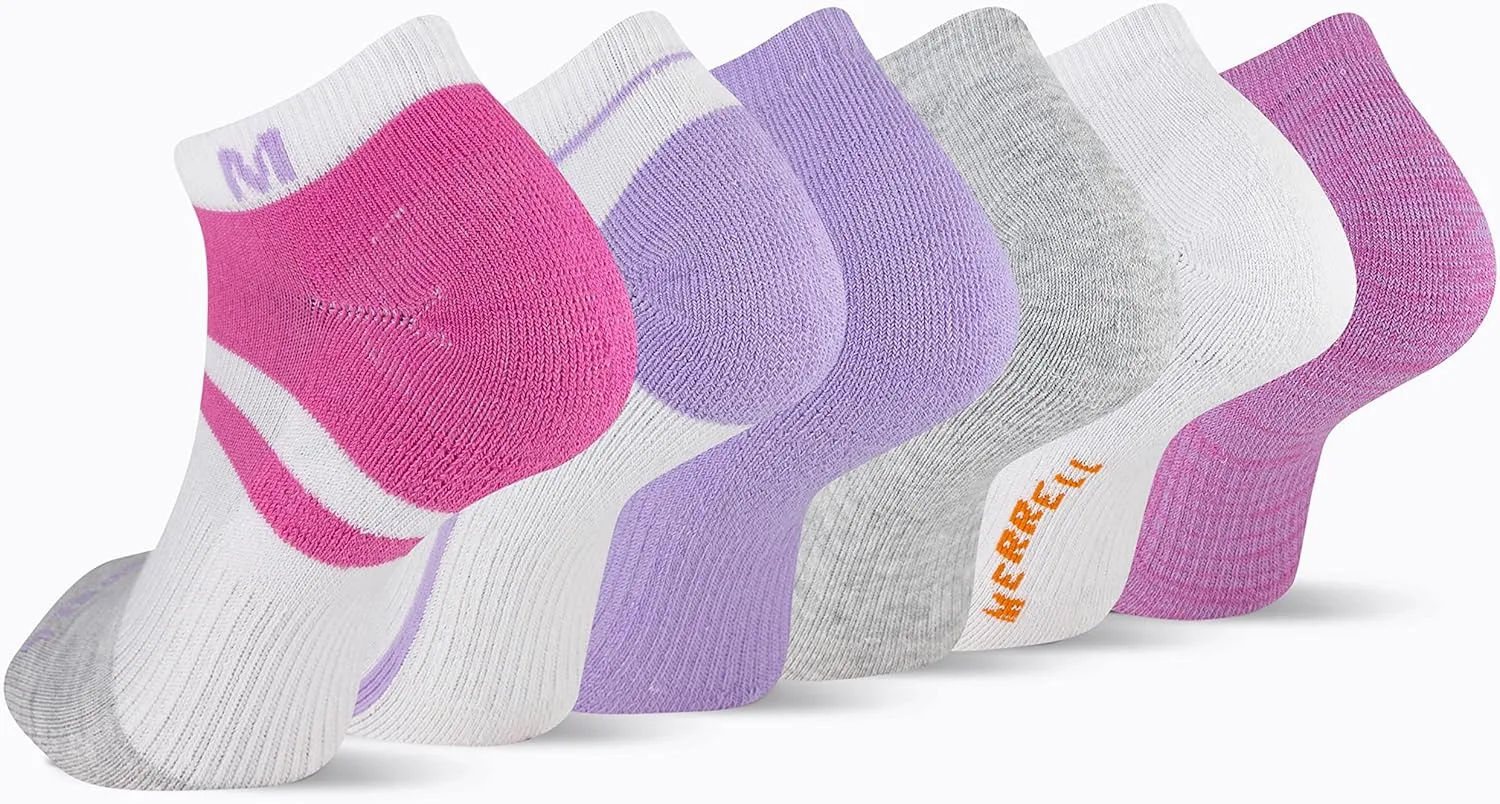 Merrel Men's and Women's Recycled Cushioned Socks - 6 & 12 Pairs - Hiking Arch Support