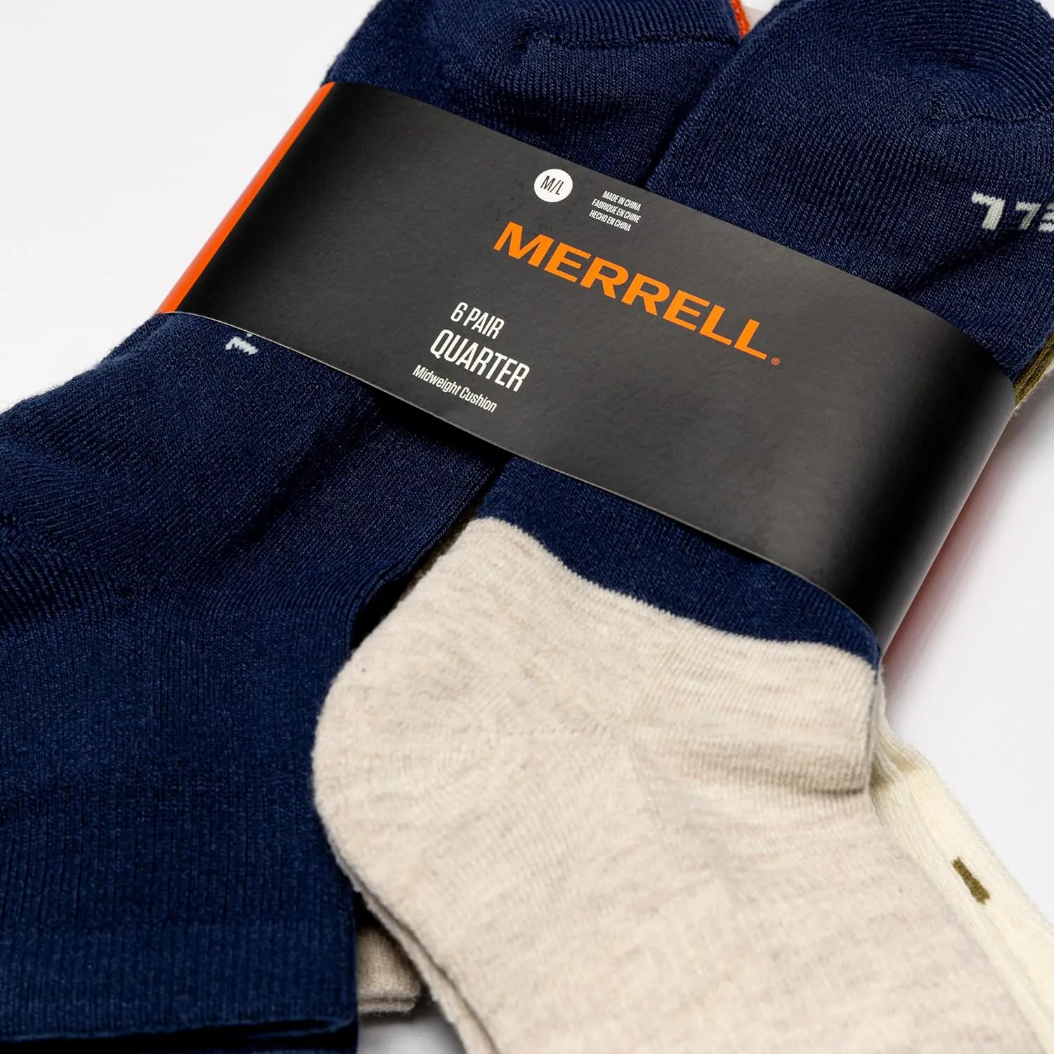 Merrel Men's and Women's Recycled Cushioned Socks - 6 & 12 Pairs - Hiking Arch Support