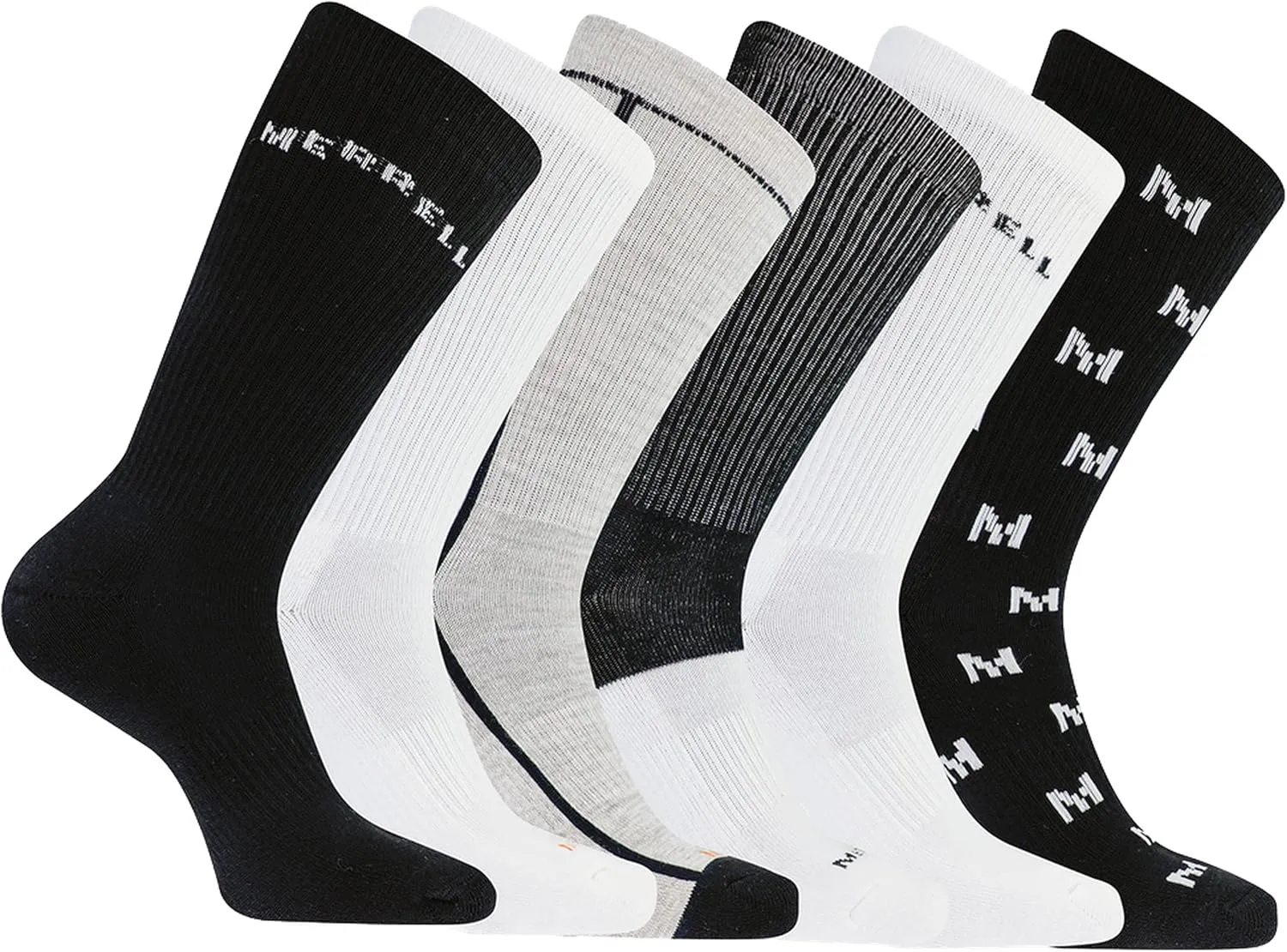 Merrel Men's and Women's Recycled Cushioned Socks - 6 & 12 Pairs - Hiking Arch Support