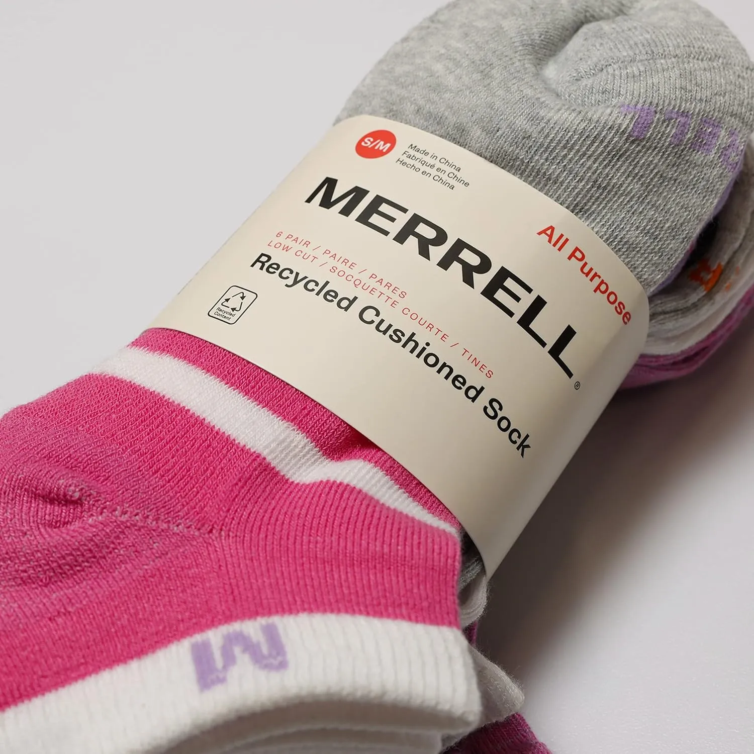 Merrel Men's and Women's Recycled Cushioned Socks - 6 & 12 Pairs - Hiking Arch Support
