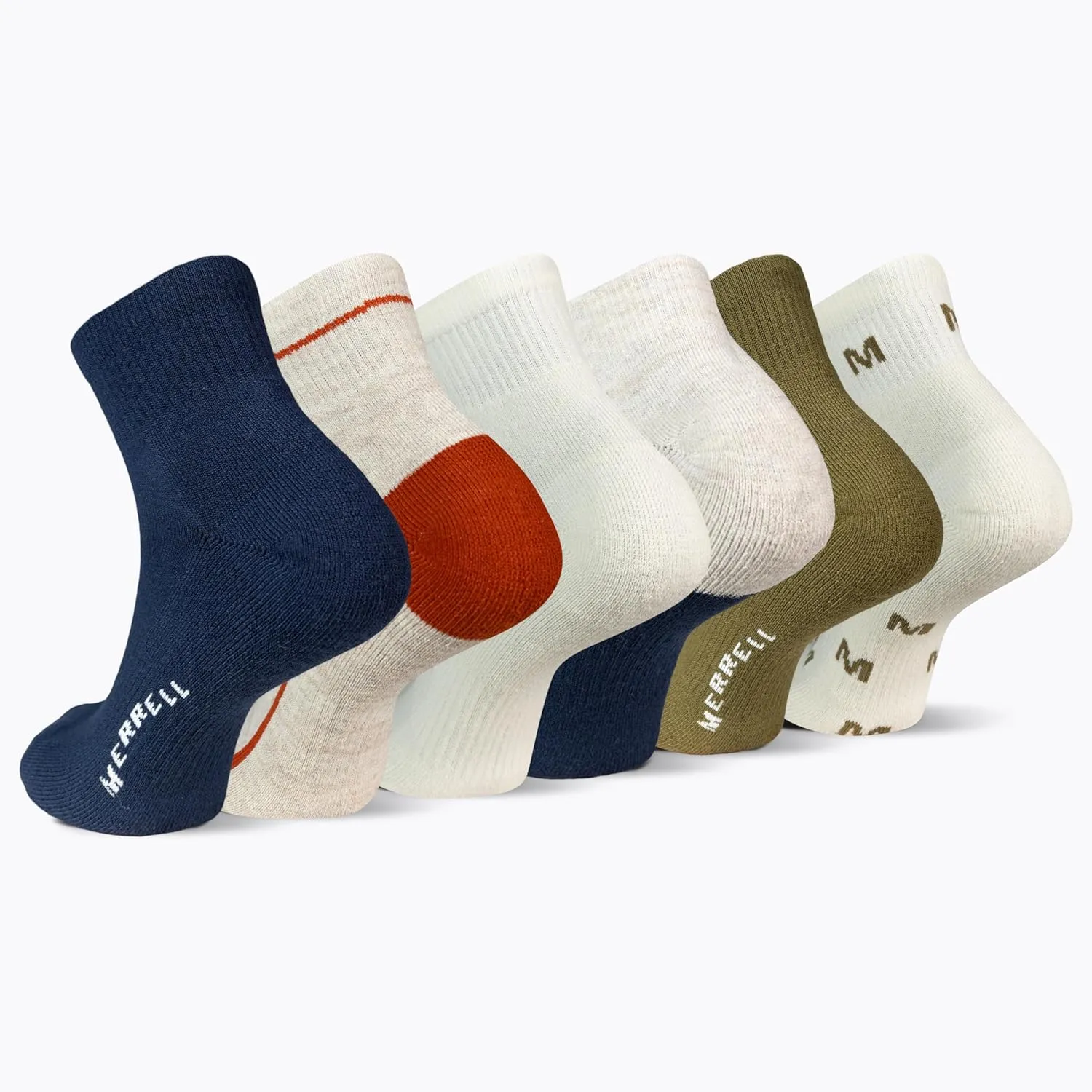 Merrel Men's and Women's Recycled Cushioned Socks - 6 & 12 Pairs - Hiking Arch Support