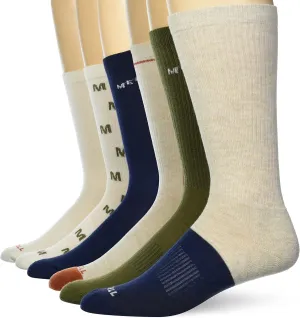Merrel Men's and Women's Recycled Cushioned Socks - 6 & 12 Pairs - Hiking Arch Support