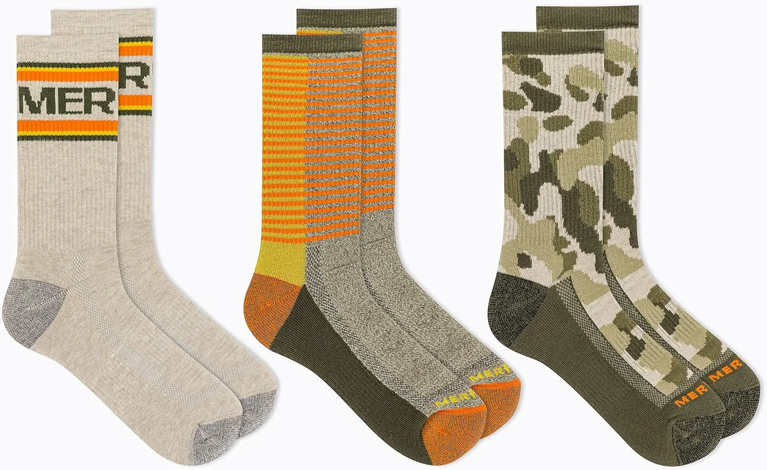 Merrell Men's and Women's Recycled Everyday Half Cushion Socks - 3 Pairs - Breathable Hiking Socks