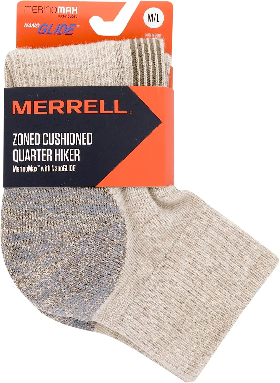 Merrell Men's and Women's Zoned Cushioned Wool Hiking Ankle Socks-Breathable Arch Support