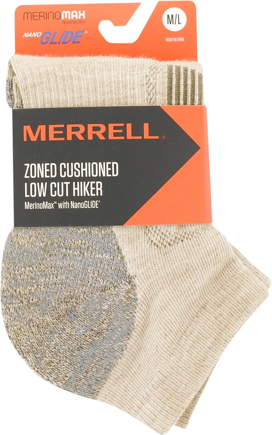 Merrell Men's and Women's Zoned Cushioned Wool Hiking Low Cut Socks-1 Pair Pack-Breathable Arch Support