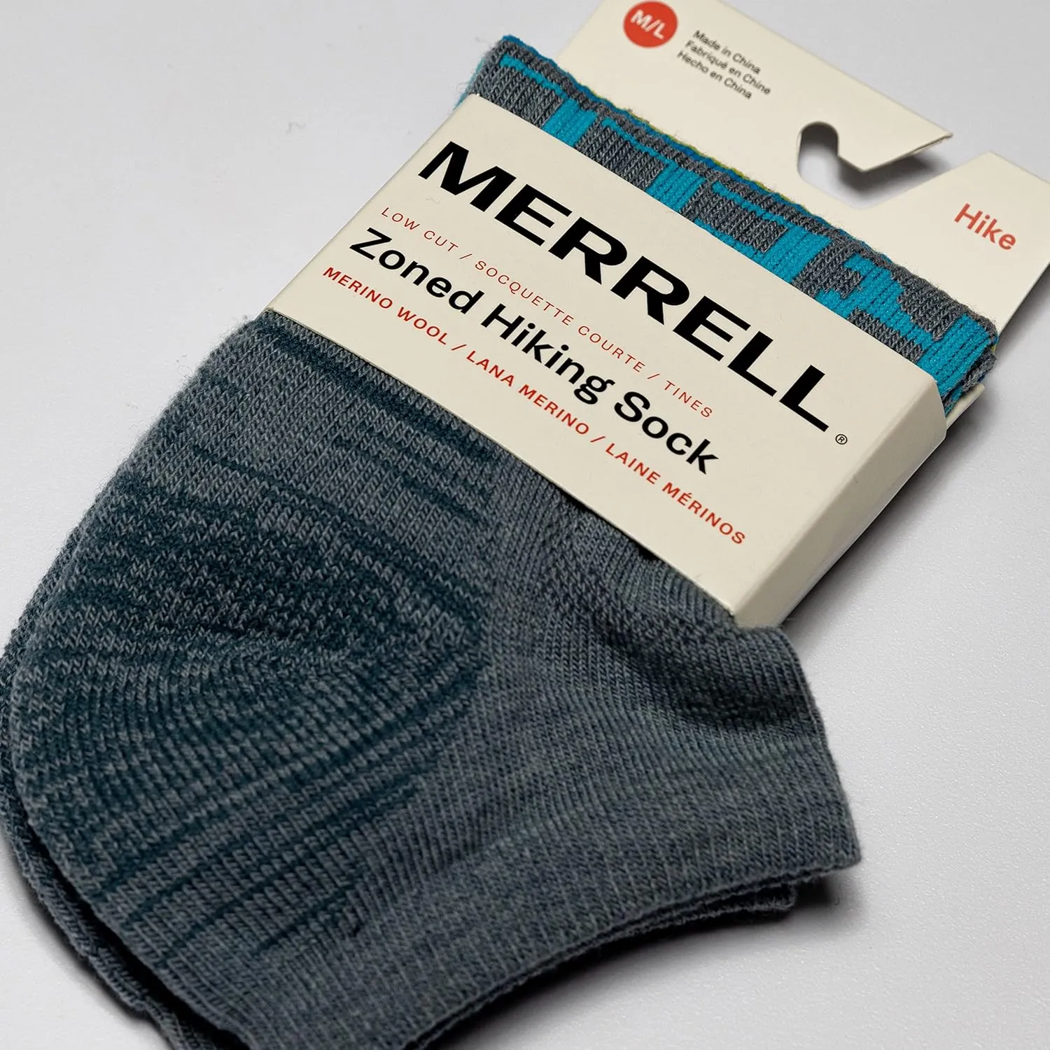 Merrell Men's and Women's Zoned Cushioned Wool Hiking Socks-1 Pair Pack-Breathable Unisex Arch Support