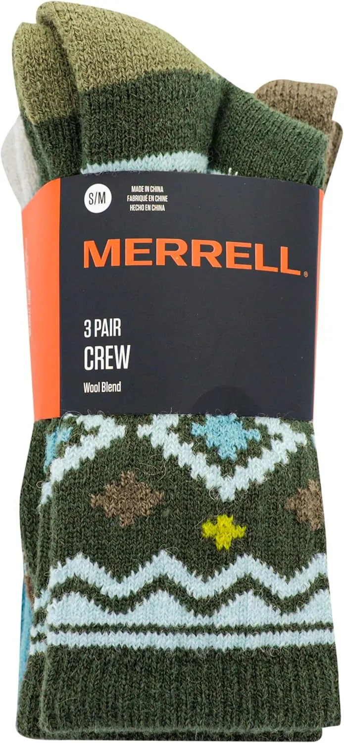 Merrell Unisex Adult Men's and Women's Wool Everyday Hiking Socks - 3 Pairs - Cushioned Moisture Wicking