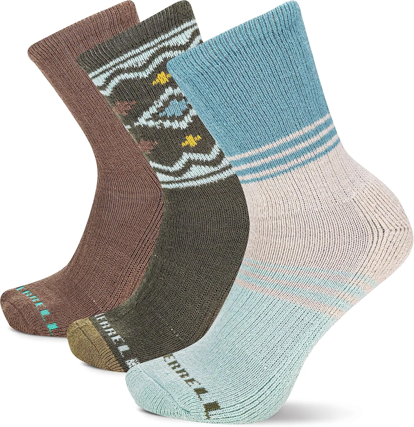 Merrell Unisex Adult Men's and Women's Wool Everyday Hiking Socks - 3 Pairs - Cushioned Moisture Wicking