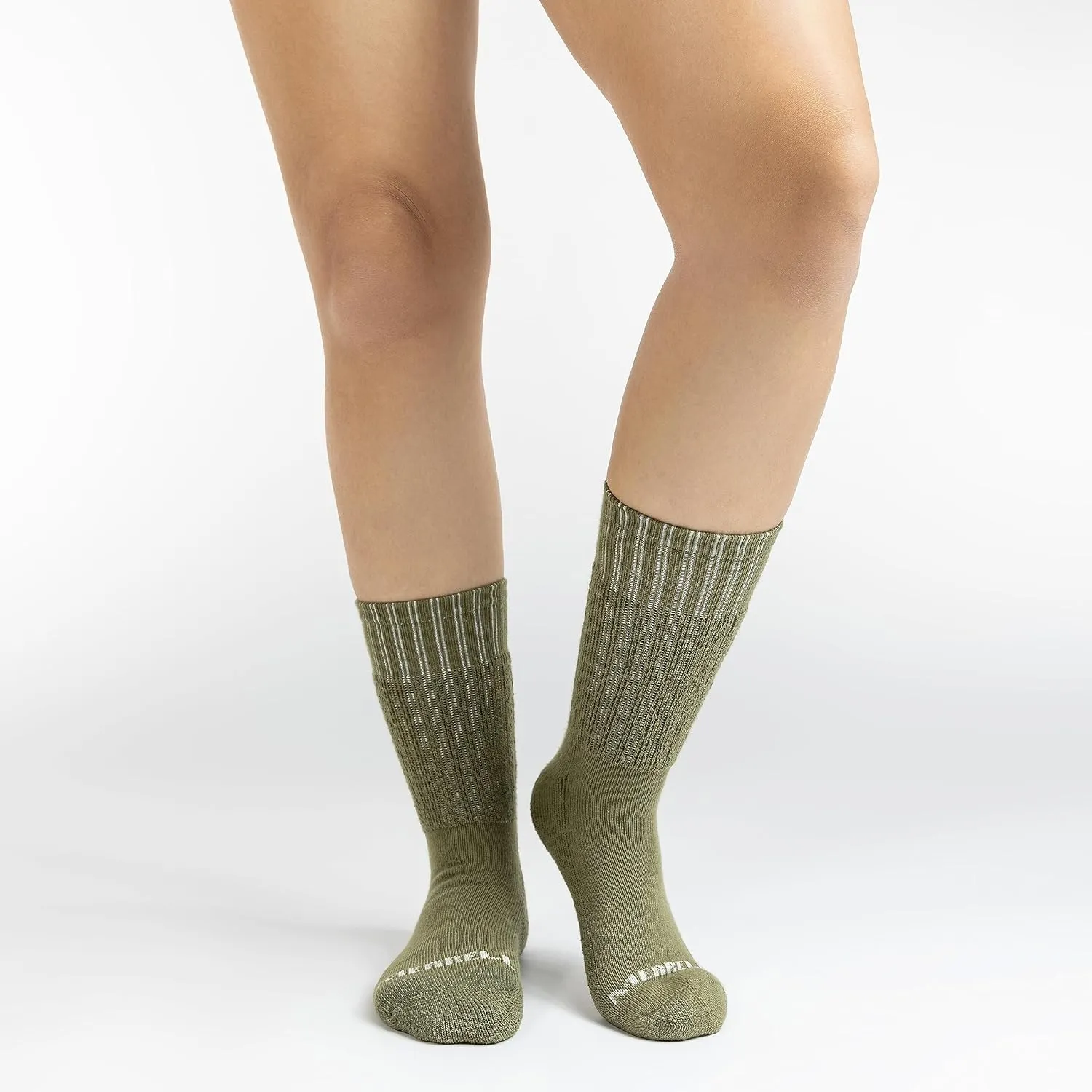 Merrell unisex-adult Thermal Hiking Crew Socks 4 Pair Pack Unisex Arch Support Band and Wool Blend
