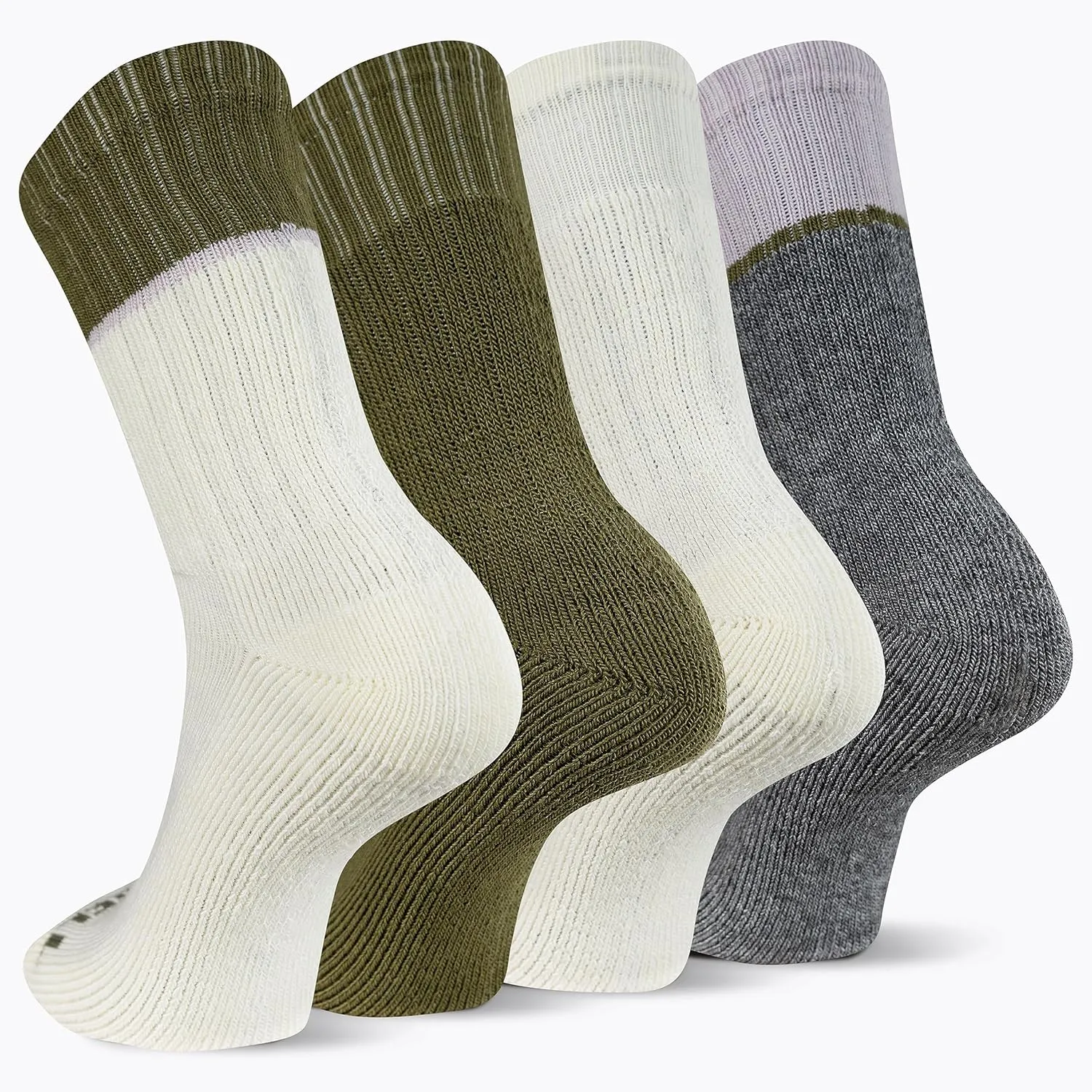 Merrell unisex-adult Thermal Hiking Crew Socks 4 Pair Pack Unisex Arch Support Band and Wool Blend