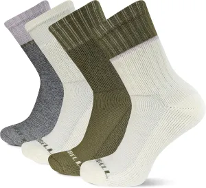 Merrell unisex-adult Thermal Hiking Crew Socks 4 Pair Pack Unisex Arch Support Band and Wool Blend