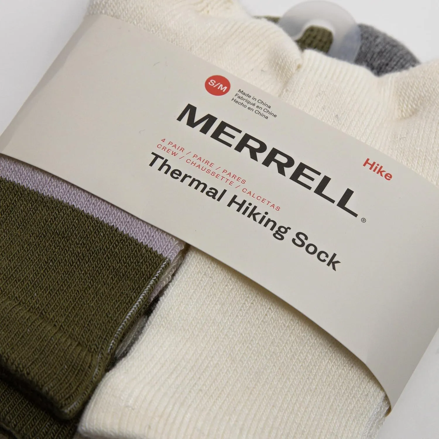 Merrell unisex-adult Thermal Hiking Crew Socks 4 Pair Pack Unisex Arch Support Band and Wool Blend