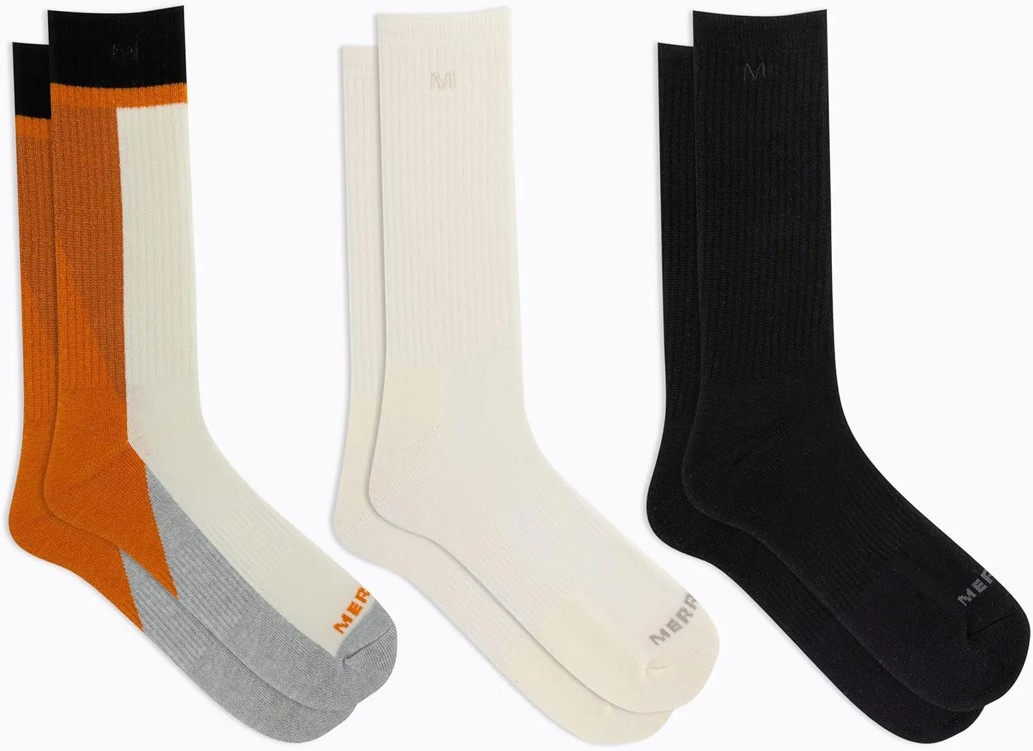 Merrell Unisex Adult Wool Everyday Hiking Socks - 3 Pairs Crew - Cushioned Moisture Wicking