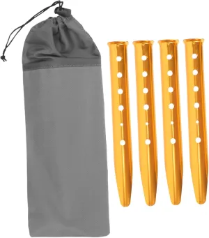 Metal Tent Stakes Set 4 Pack Heavy Duty Camping Pegs Aluminum Alloy Tip Tent Stake Ground Nails for Secure Outdoor Setup Beach Pegs for Tent Canopy