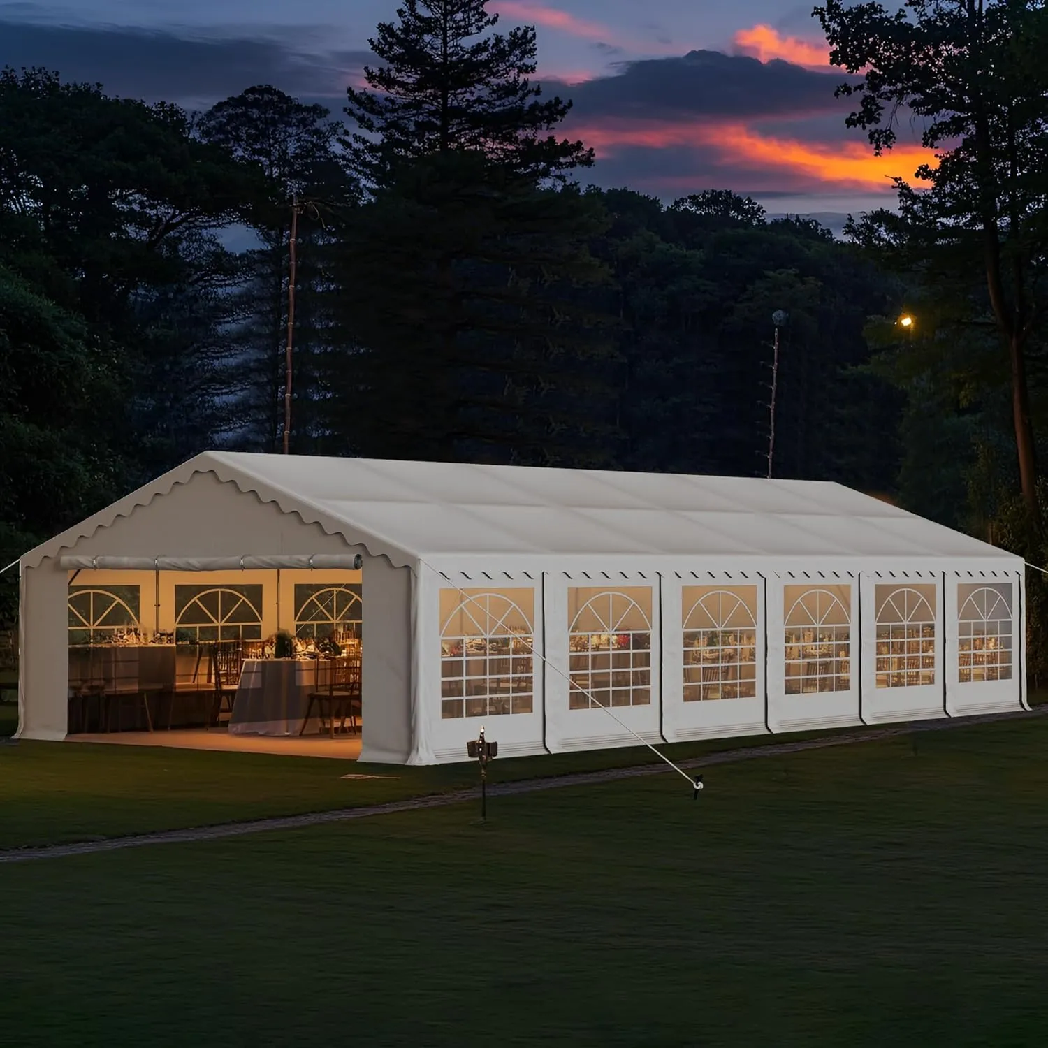 MFSTUDIO 20'x40' Party Tent, Outdoor Heavy Duty Party Tents with Removable Sidewalls, Large Canopy Tent Shelter for Outdoor Events Wedding Birthday, White