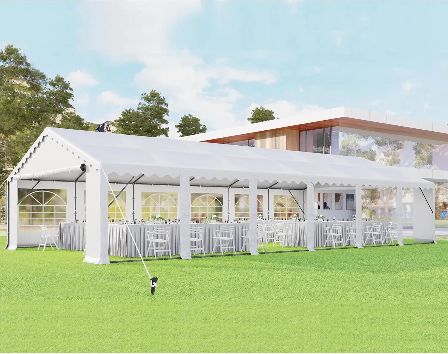MFSTUDIO 20'x40' Party Tent, Outdoor Heavy Duty Party Tents with Removable Sidewalls, Large Canopy Tent Shelter for Outdoor Events Wedding Birthday, White