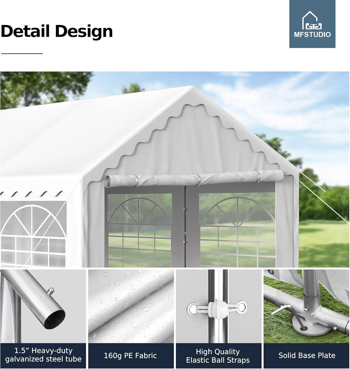 MFSTUDIO 20'x40' Party Tent, Outdoor Heavy Duty Party Tents with Removable Sidewalls, Large Canopy Tent Shelter for Outdoor Events Wedding Birthday, White