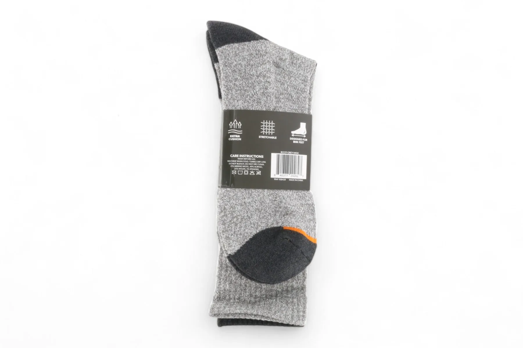 Michael Ellis BIG Work Boot & Hiking Socks Grey 2-Pack - Wide