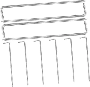 Mikikit 10pcs Hard Ground Pegs Metal Tent Stakes Tarp Stakes for Ground Camping Supplies