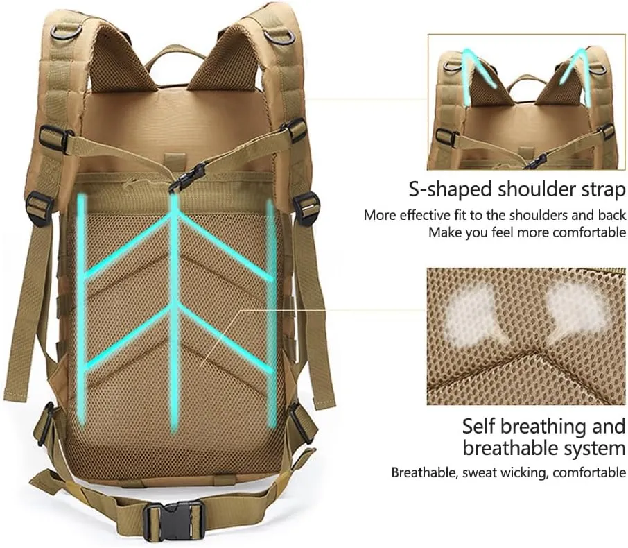 Military Tactical Backpack 3 Day Assault Pack Army Molle Bag Backpacks Rucksack 35L (CP Camouflage)