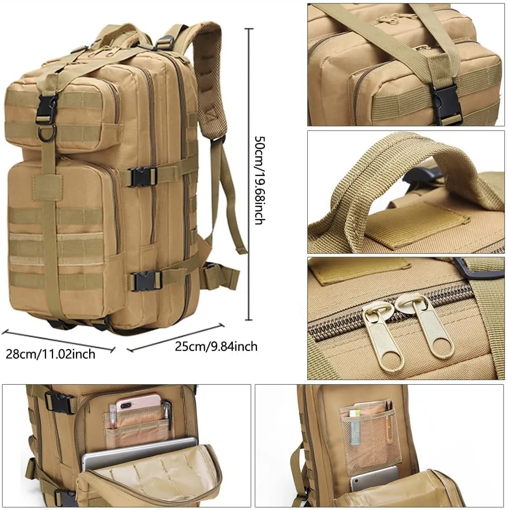 Military Tactical Backpack 3 Day Assault Pack Army Molle Bag Backpacks Rucksack 35L (CP Camouflage)