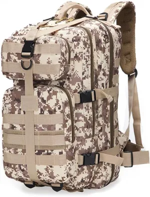 Military Tactical Backpack 3 Day Assault Pack Army Molle Bag Backpacks Rucksack 35L (Desert Digital)